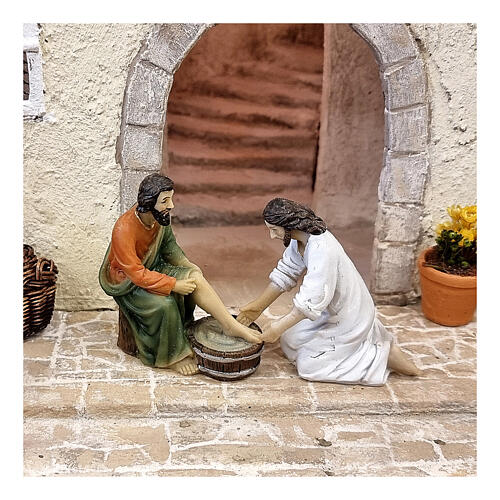 Scena lavanda dei piedi Gesù Ultima Cena 9 cm 4