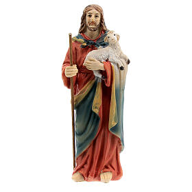 Statuina Gesù Buon Pastore 9 cm in resina
