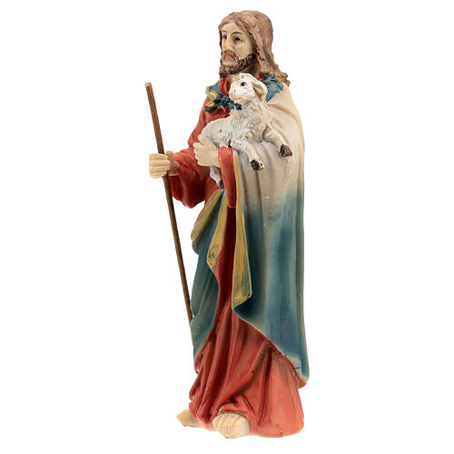Statuina Gesù Buon Pastore 9 cm in resina 3