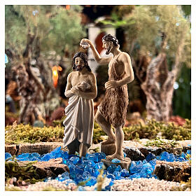 Estatuas escenas bautismo de Jesús con Juan Bautista 9 cm