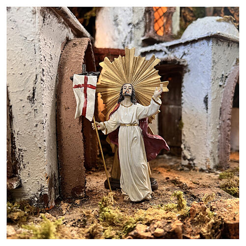 Statua Resurrezione Gesù raggiera resina 9 cm 4