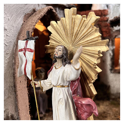 Statua Resurrezione Gesù raggiera resina 9 cm 6