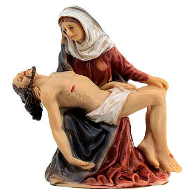 Figura resina Virgem Maria com o corpo de Jesus nos braços, 9 cm