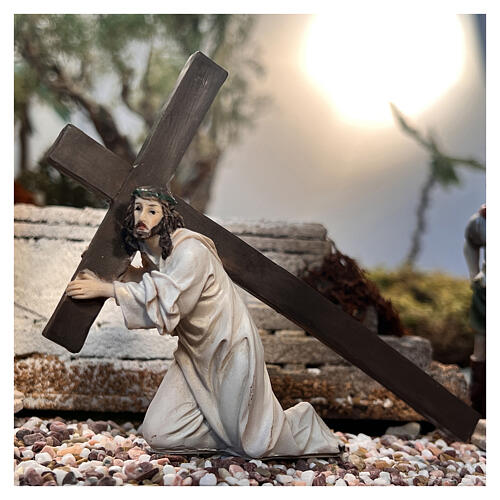 Jesus fällt unter dem Gewicht des Kreuzes, für 9 cm Krippe 5