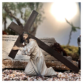 Gesù cade sotto il peso della croce statua resina 9 cm