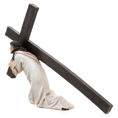 Gesù cade sotto il peso della croce statua resina 9 cm 7