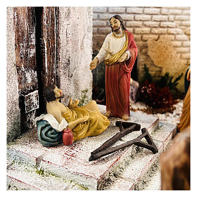 Estatuas escena de Cristo recuperación de los paralizados 9 cm