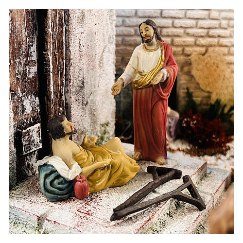 Miracolo guarigione del paralitico Gesù scena 9 cm 4