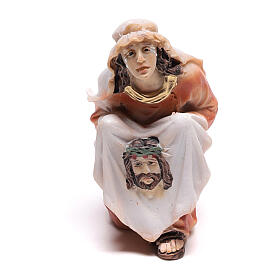 Ícones, Ovos Pintados, Quadros, Imagens: Figuras de resina da Paixão de Jesus: Jesus carregando a Cruz no caminho do Calvário, com Simão Cireneu e a Verónica