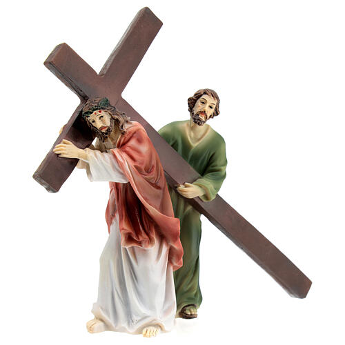 Figuras de resina da Paixão de Jesus: Jesus carregando a Cruz no caminho do Calvário, com Simão Cireneu e a Verónica 3