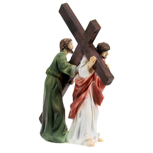 Figuras de resina da Paixão de Jesus: Jesus carregando a Cruz no caminho do Calvário, com Simão Cireneu e a Verónica 10