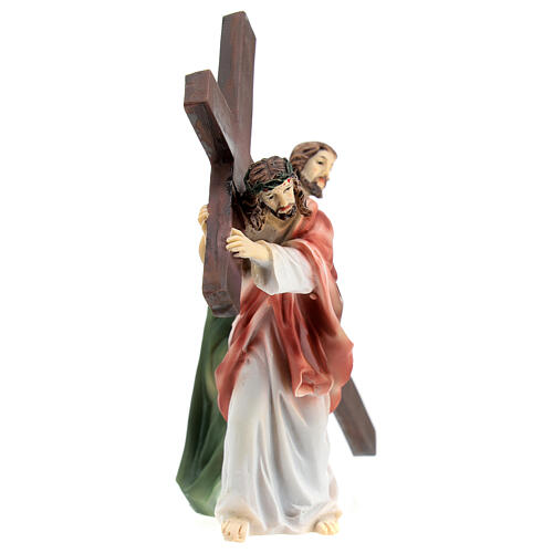 Figuras de resina da Paixão de Jesus: Jesus carregando a Cruz no caminho do Calvário, com Simão Cireneu e a Verónica 12