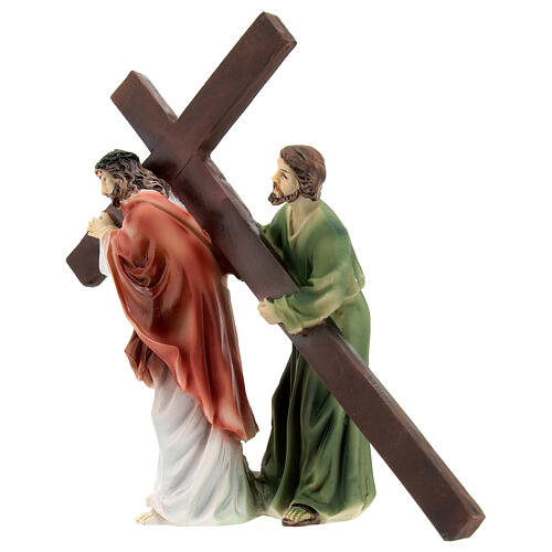 Figuras de resina da Paixão de Jesus: Jesus carregando a Cruz no caminho do Calvário, com Simão Cireneu e a Verónica 13