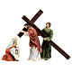 Figuras de resina da Paixão de Jesus: Jesus carregando a Cruz no caminho do Calvário, com Simão Cireneu e a Verónica s1