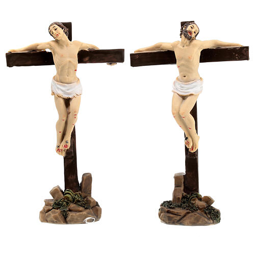 Scena due ladroni sulla croce Passione Gesù 9 cm 1