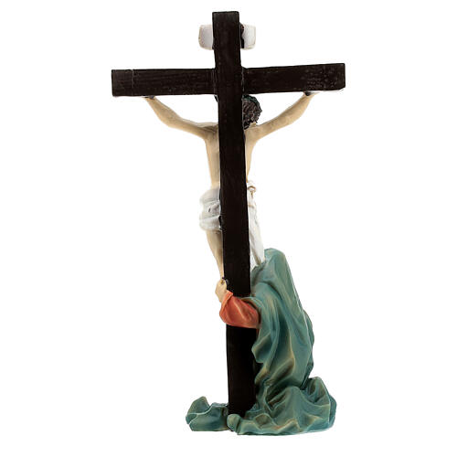 Escena crucifixión de Jesús con María a sus pies 9 cm 10