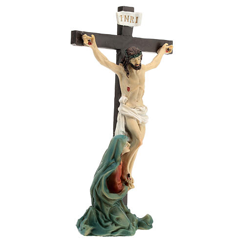 Scena Jezus na krzyżu z Maryją u stóp 9 cm 9