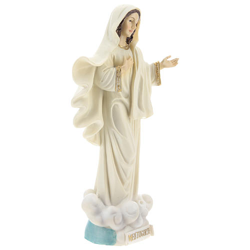 Hand painted resin statue of Our Lady of Medjugorje, Queen of Peace, height 22 cm 4