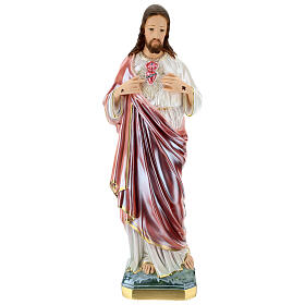 Statue Sacré-Coeur de Jésus plâtre nacré 60 cm