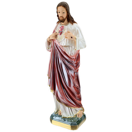 Sacred Heart of Jesus statue 60 cm, in mother of pearl plaster 3