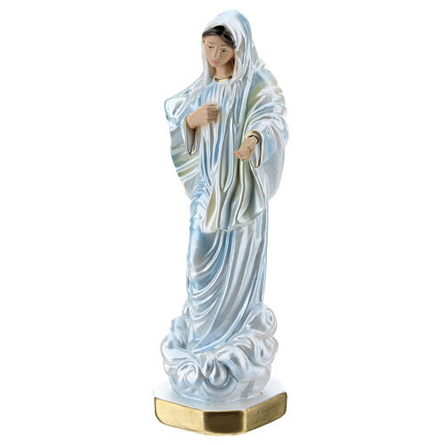 Estatua yeso nacarado Virgen de Medjugorje 20 cm 2