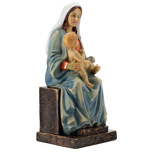 Vierge assise avec Enfant Jésus résine 20 cm 3