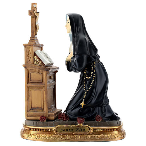 Santa Rita preghiera in ginocchio statua resina 20 cm 1