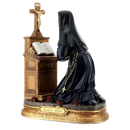 Santa Rita preghiera in ginocchio statua resina 20 cm 4