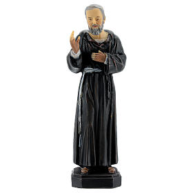 Estatua Padre Pío mano en el corazón resina 12 cm