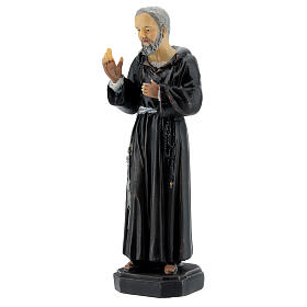 Estatua Padre Pío mano en el corazón resina 12 cm