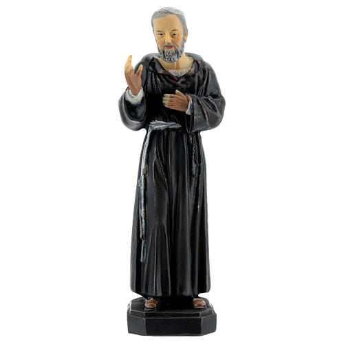 Estatua Padre Pío mano en el corazón resina 12 cm 1