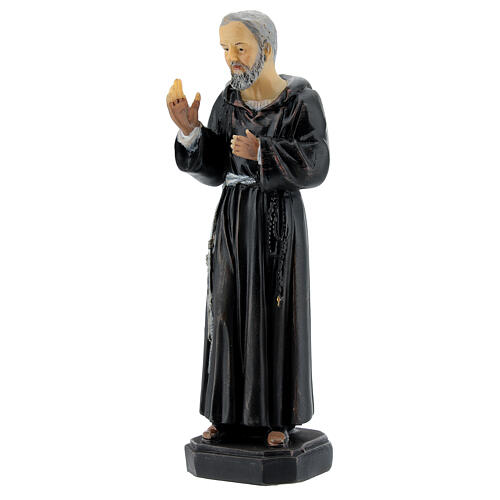 Estatua Padre Pío mano en el corazón resina 12 cm 2