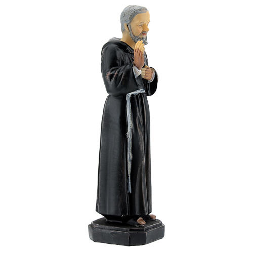 Imagem Padre Pio mão no coração resina 12 cm 3