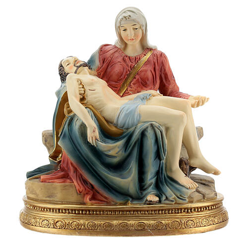 Statua Pietà michelangiolesca a colori resina 13 cm 1