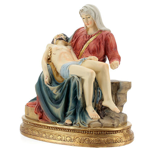 Statua Pietà michelangiolesca a colori resina 13 cm 2