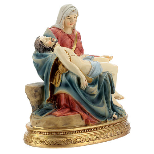 Statua Pietà michelangiolesca a colori resina 13 cm 3