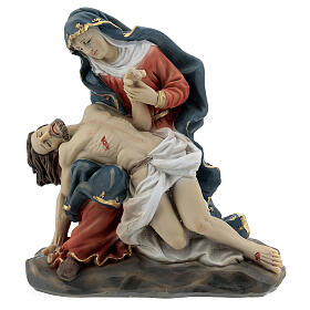 Scène Pietà base naturelle statue résine 17 cm