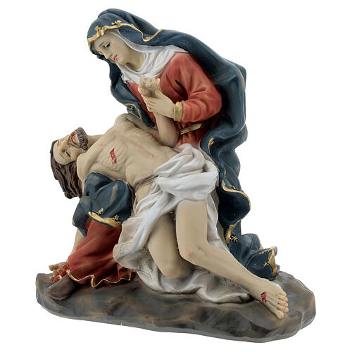 Pieta scene statue in resin natural base 17 cm 2
