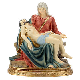 Pietà Vaticana base dorata statua resina 21 cm