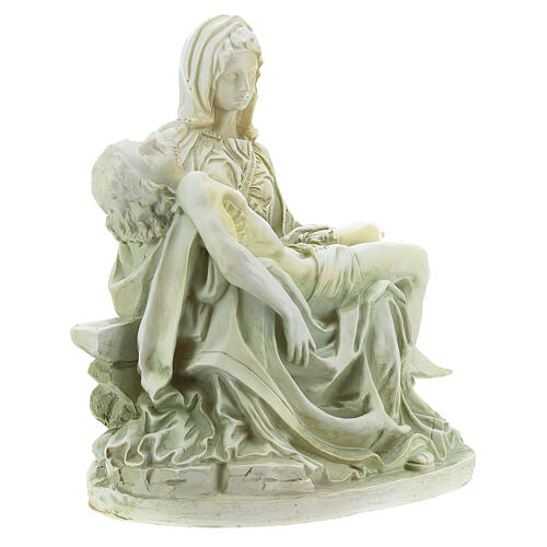 Piedad Miguel Ángel efecto mármol estatua resina 19 cm 3