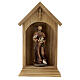 Statue Franz von Assisi mit Vögeln in Hütte aus Holz, 25x15 cm s1