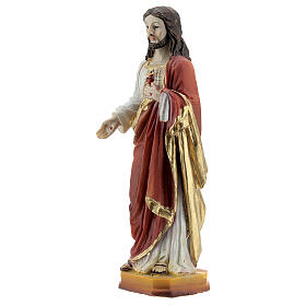 Sagrado Corazón Jesús mano en el pecho estatua resina 12 cm