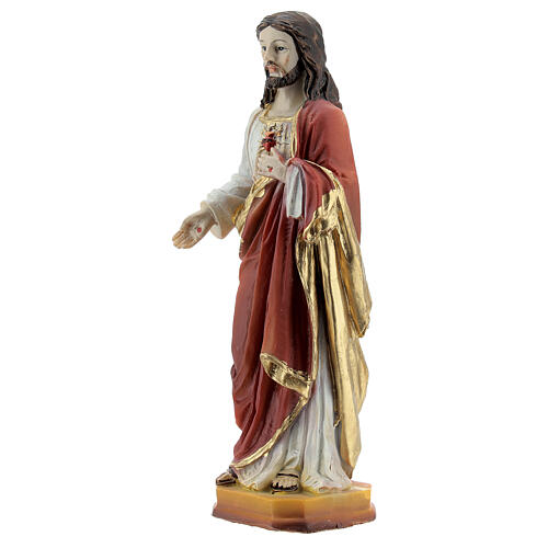 Sagrado Corazón Jesús mano en el pecho estatua resina 12 cm 2