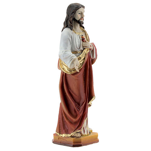 Sagrado Corazón Jesús mano en el pecho estatua resina 12 cm 3