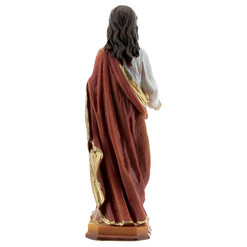 Sagrado Corazón Jesús mano en el pecho estatua resina 12 cm 4