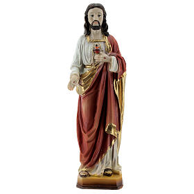 Statue, Heiligstes Herz Jesu, goldfarbene Details, Resin, 20 cm