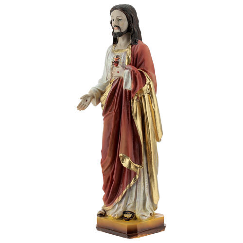 Statue, Heiligstes Herz Jesu, goldfarbene Details, Resin, 20 cm 2