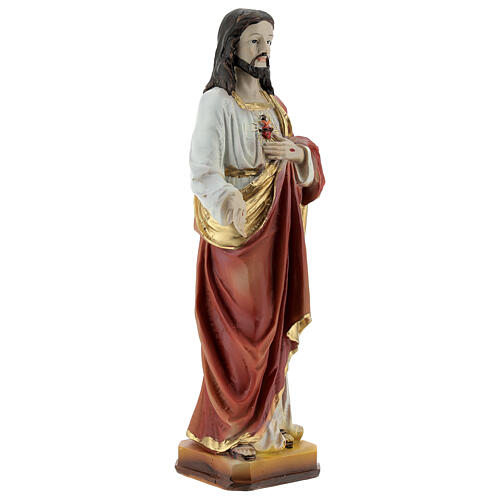 Statua Gesù Sacro Cuore dettagli oro resina 20 cm 3