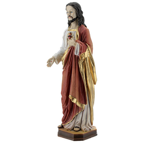 Sacré-Coeur de Jésus blanc rouge or statue résine 30 cm 2