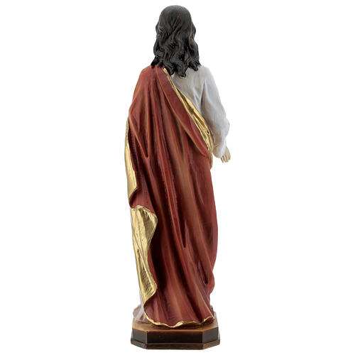 Sacré-Coeur de Jésus blanc rouge or statue résine 30 cm 4
